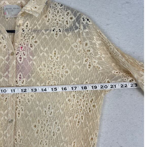 Forte Forte Lace Button Up Blouse  Bell Sleeve SZ L NWT Italian Luxury Designer - Picture 4 of 10